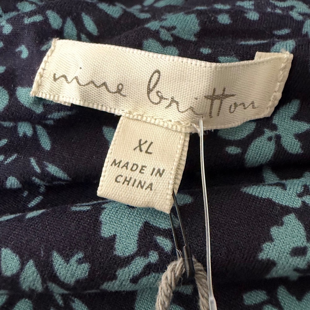 Nine Britton Vera Sleeveless Dress Navy Teal Floral Mini Keyhole XL NWT - Picture 7 of 8